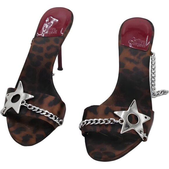 Jeffrey Campbell Soire Cheetah Print Satin Slide Sandals Heels US 6M - Picture 5 of 6